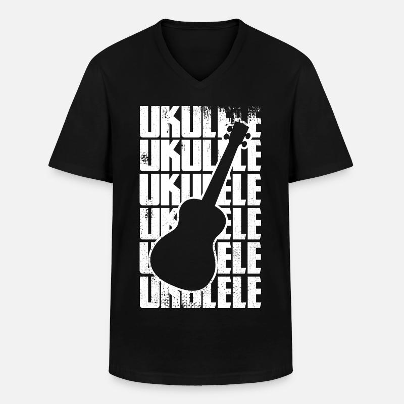 Lustige Ukulele - Männer-T-Shirt mit V-Ausschnitt - Schwarz