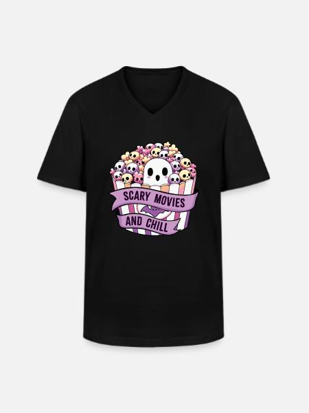 Gruselfilme und Chill - Männer-T-Shirt mit V-Ausschnitt - Schwarz