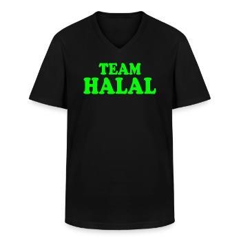 Team halal - T-shirt col V Homme - noir - Devant - AI Model Male 178 dark (178cm)