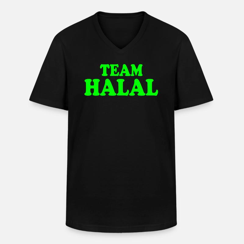 Team halal - Männer-T-Shirt mit V-Ausschnitt - Schwarz