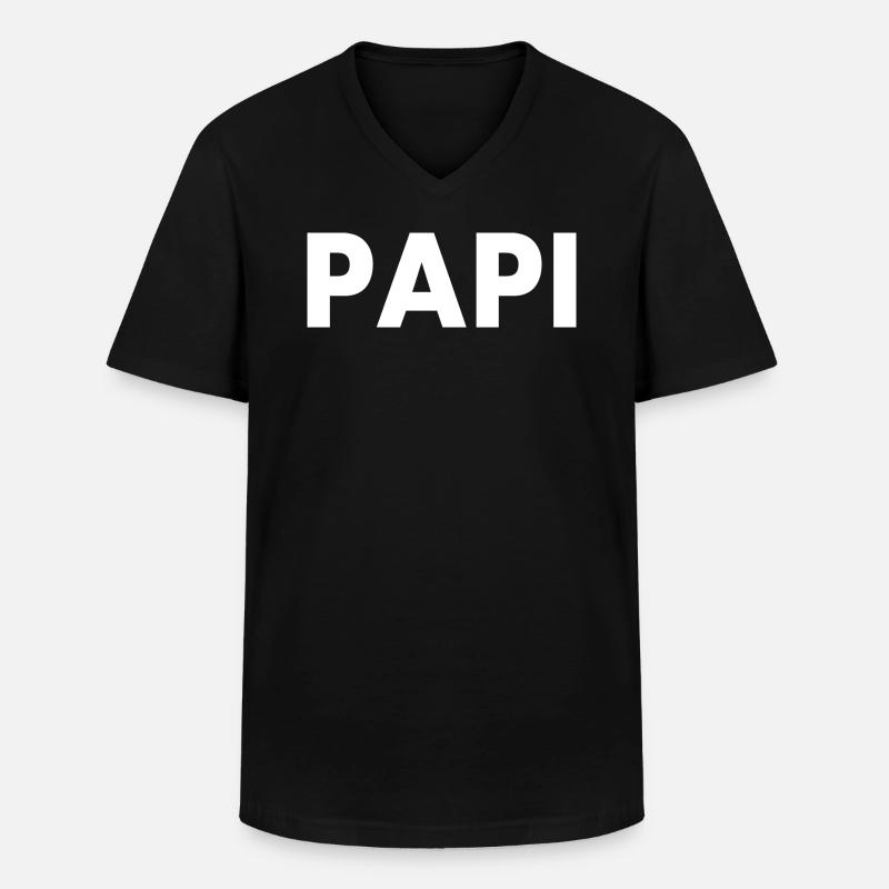 Papi - Männer-T-Shirt mit V-Ausschnitt - Schwarz