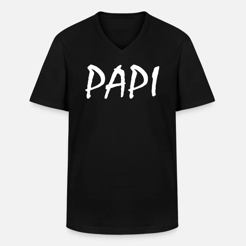 Papi - Maglietta da uomo classica con scollo a V - nero