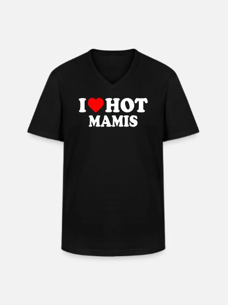 I love hot mamis - Men's V-Neck T-Shirt - black