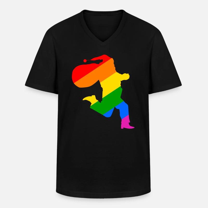 Rainbow Santa Claus - Männer-T-Shirt mit V-Ausschnitt - Schwarz