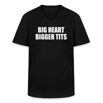 big heart bigger tits - Männer-T-Shirt mit V-Ausschnitt - Schwarz - Vorne - AI Model Male 178 dark (178cm)