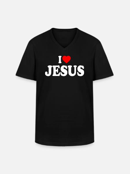 I love jesus - Klassiek mannen T-shirt met V-hals - zwart