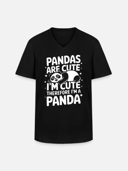 Panda Bear Panda Animal Pandas - Men's V-Neck T-Shirt - black
