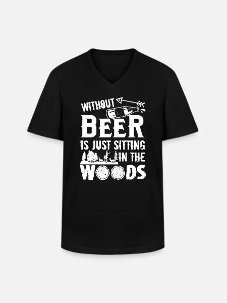 Camping Without Beer - Men's V-Neck T-Shirt - black