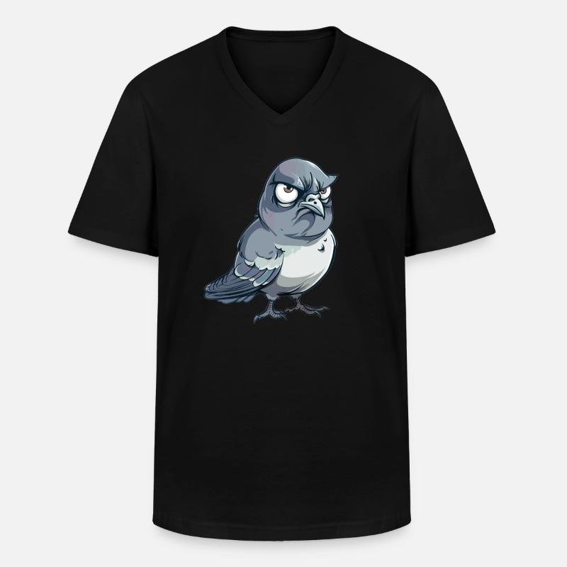 Grummelige Taube Comic-Stil - Männer-T-Shirt mit V-Ausschnitt - Schwarz