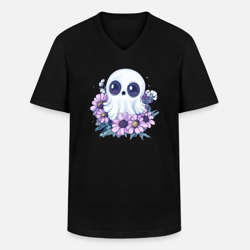 Geist mit Blumen - Männer-T-Shirt mit V-Ausschnitt - Schwarz
