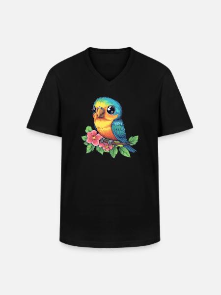Bunter Tropenvogel - Männer-T-Shirt mit V-Ausschnitt - Schwarz