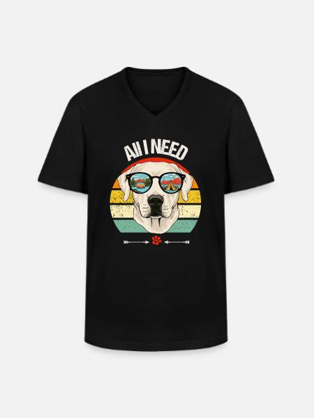 Camping Camper Labrador Hundecampingplads Campingvogn - Klassisk herre T-shirt med V-udskæring - sort