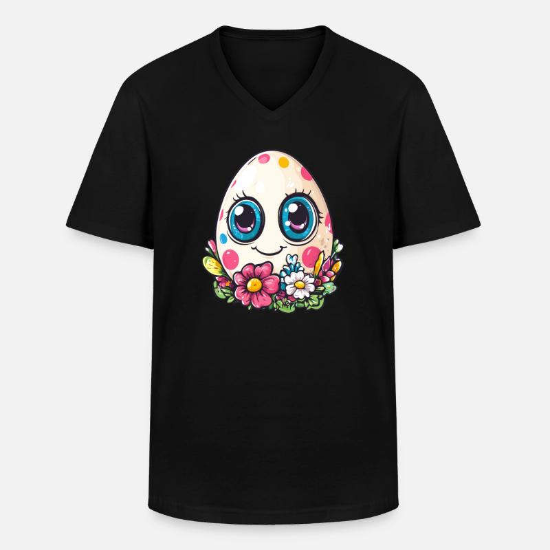 Fröhliches Punkte-Ei - Männer-T-Shirt mit V-Ausschnitt - Schwarz