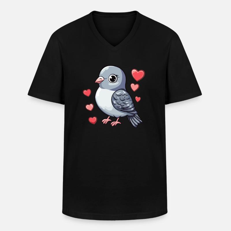 Taube voller Liebe - Männer-T-Shirt mit V-Ausschnitt - Schwarz