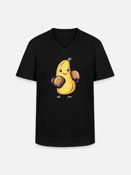 Boxende Banane - Männer-T-Shirt mit V-Ausschnitt - Schwarz