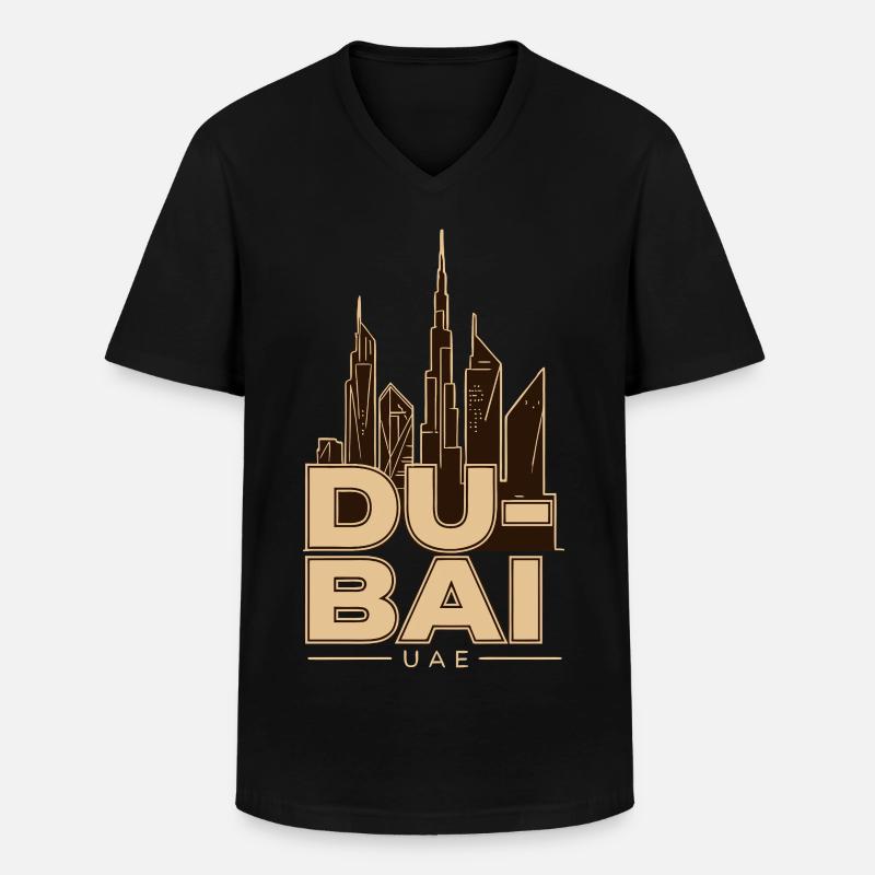 Dubai Skyline UAE Burj Khalifa - Männer-T-Shirt mit V-Ausschnitt - Schwarz