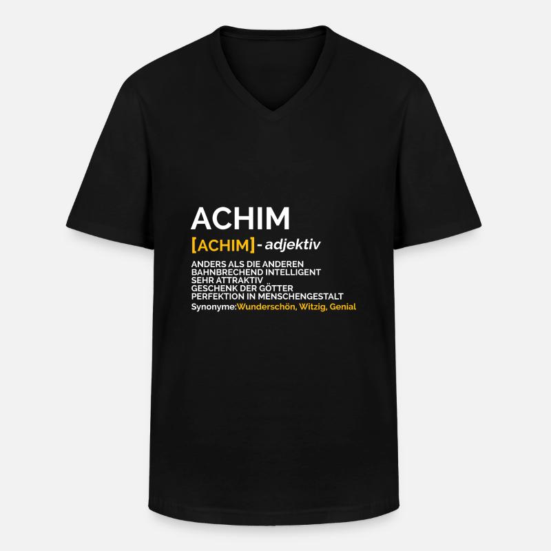 Achim - Männer-T-Shirt mit V-Ausschnitt - Schwarz