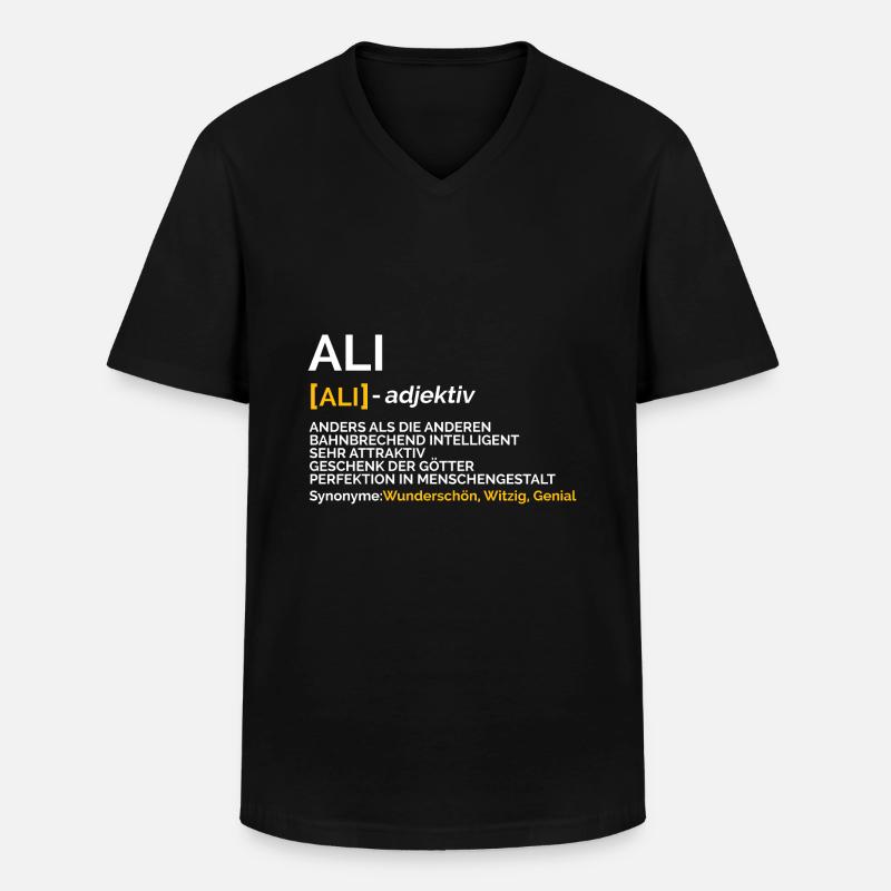 Ali - Männer-T-Shirt mit V-Ausschnitt - Schwarz