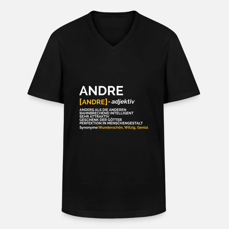 Andre - Männer-T-Shirt mit V-Ausschnitt - Schwarz