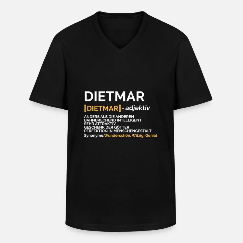 Dietmar - Männer-T-Shirt mit V-Ausschnitt - Schwarz
