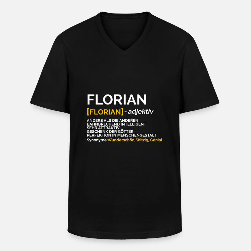 Florian - Männer-T-Shirt mit V-Ausschnitt - Schwarz