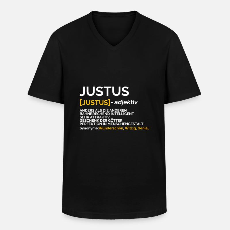 Justus - Männer-T-Shirt mit V-Ausschnitt - Schwarz