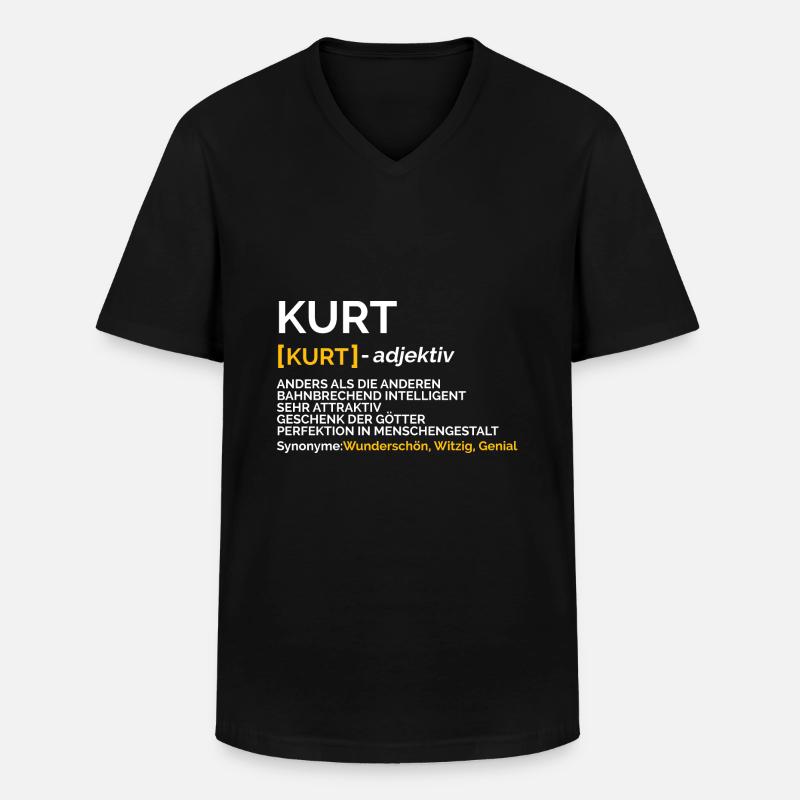 Kurt - Männer-T-Shirt mit V-Ausschnitt - Schwarz