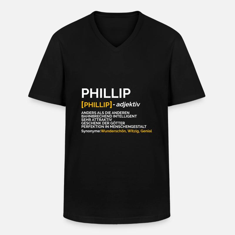 Phillip - Männer-T-Shirt mit V-Ausschnitt - Schwarz