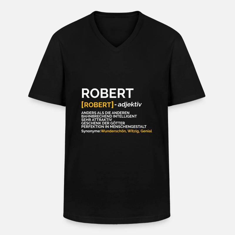 Robert - Männer-T-Shirt mit V-Ausschnitt - Schwarz