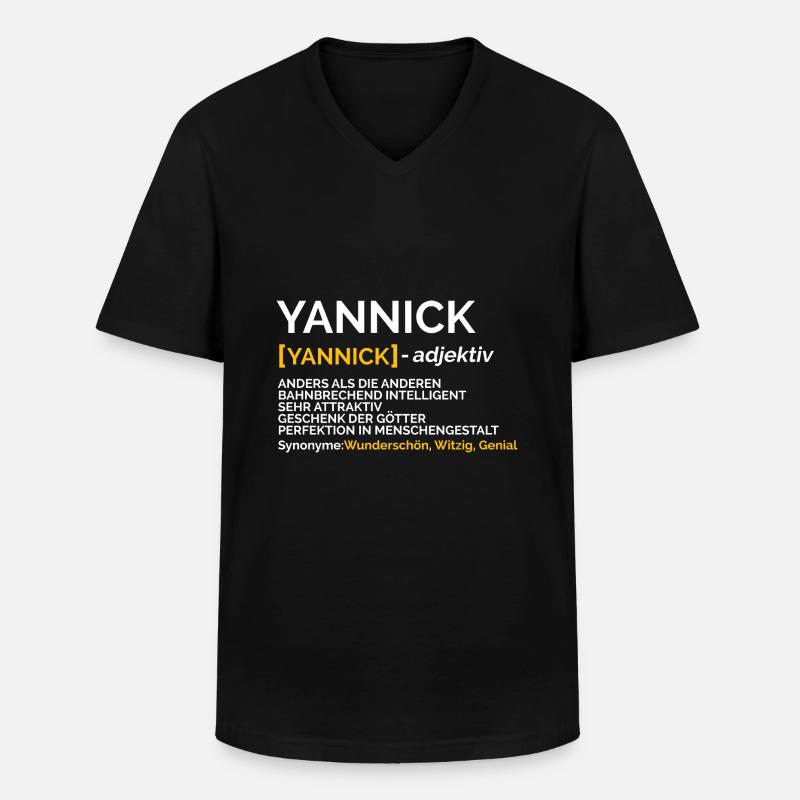 Yannick - Männer-T-Shirt mit V-Ausschnitt - Schwarz