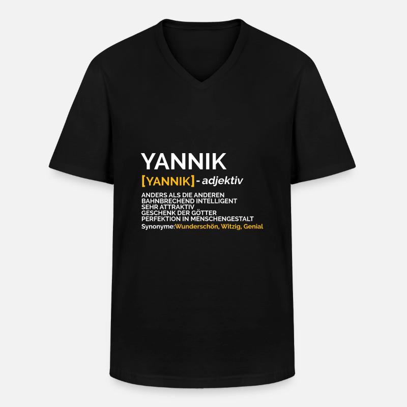 Yannik - Männer-T-Shirt mit V-Ausschnitt - Schwarz