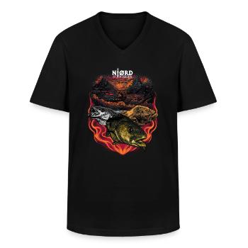 Norway Fishing - Njørd Fisker - Männer-T-Shirt mit V-Ausschnitt - Schwarz - Vorne - AI Model Male 178 dark (178cm)
