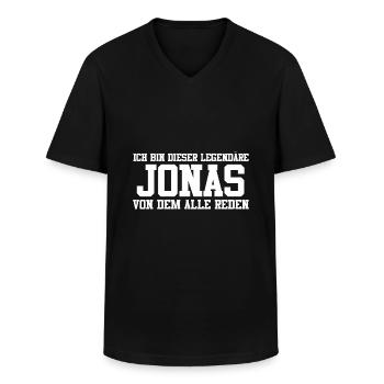 Jonas Name Design - Männer-T-Shirt mit V-Ausschnitt - Schwarz - Vorne - AI Model Male 178 dark (178cm)