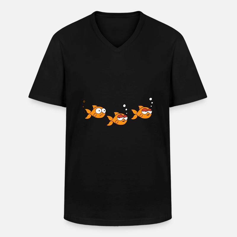 3 Fish - Männer-T-Shirt mit V-Ausschnitt - Schwarz
