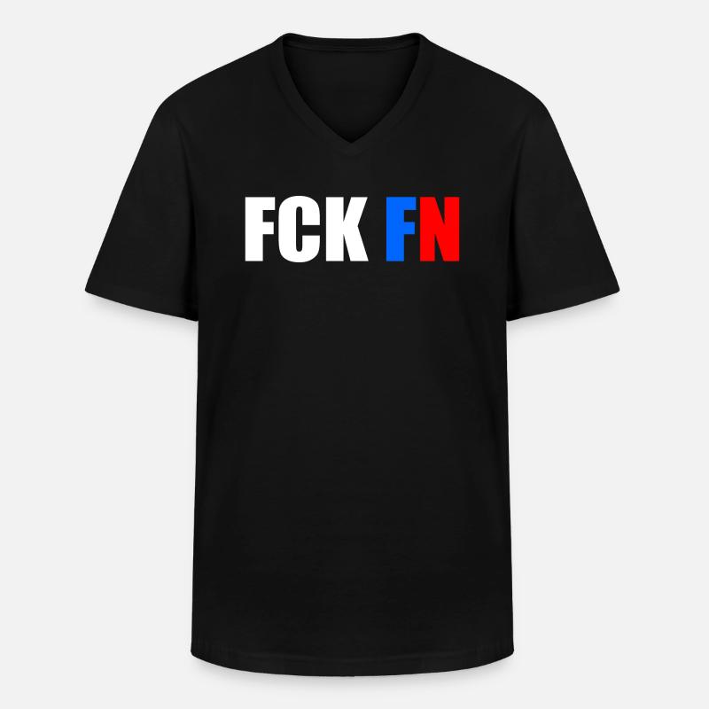 Fck fn - Männer-T-Shirt mit V-Ausschnitt - Schwarz