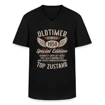 Oldtimer Baujahr 1950 Jahrgang Geburtstag Geschenk - Männer-T-Shirt mit V-Ausschnitt - Schwarz - Vorne - AI Model Male 178 dark (178cm)