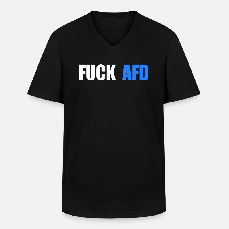 Fuck afd - Männer-T-Shirt mit V-Ausschnitt - Schwarz