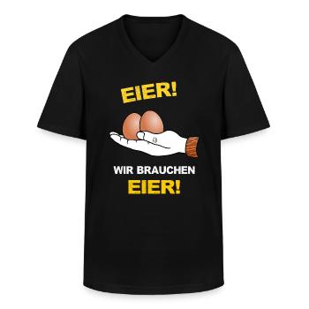 Eier, Klöten, Chochones, Hühnerei, Hoden, Sack - Männer-T-Shirt mit V-Ausschnitt - Schwarz - Vorne - AI Model Male 178 dark (178cm)