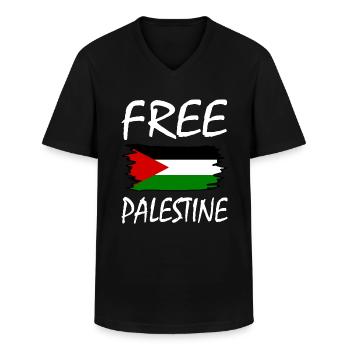 Free palestine - Männer-T-Shirt mit V-Ausschnitt - Schwarz - Vorne - AI Model Male 178 dark (178cm)