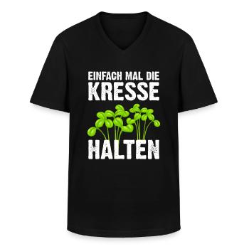 Einfach Mal Die Kresse Halten - Männer-T-Shirt mit V-Ausschnitt - Schwarz - Vorne - AI Model Male 178 dark (178cm)