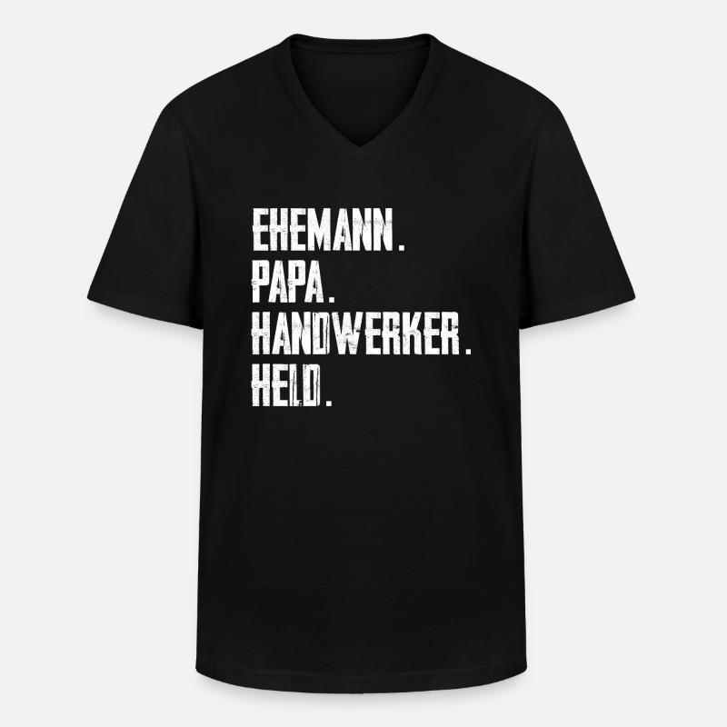 Ehemann Papa Handwerker Held - Männer-T-Shirt mit V-Ausschnitt - Schwarz