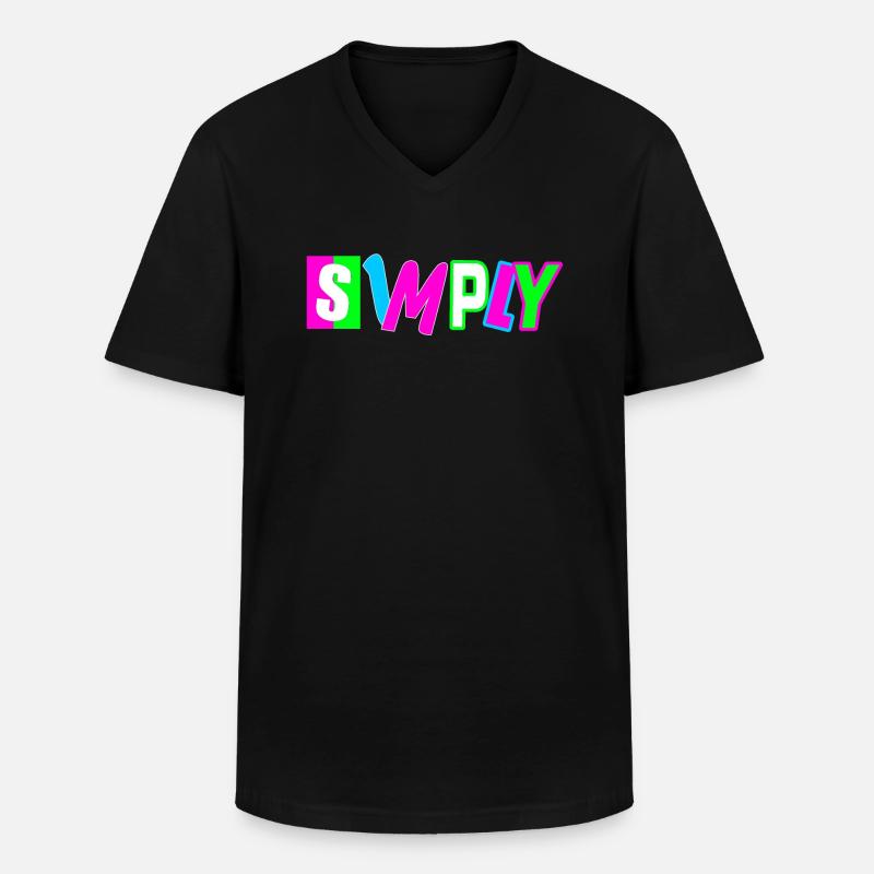 Simply - Männer-T-Shirt mit V-Ausschnitt - Schwarz