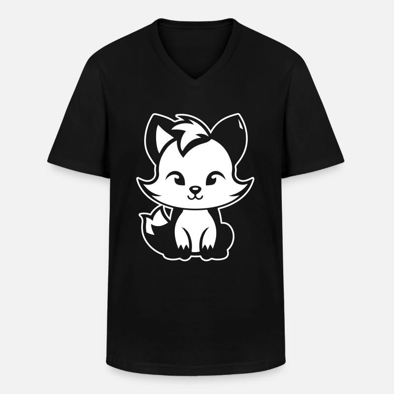 Fuchs Niedlich Süß Baby - Männer-T-Shirt mit V-Ausschnitt - Schwarz
