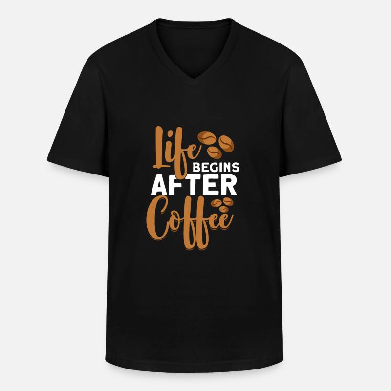 Kaffee - Männer-T-Shirt mit V-Ausschnitt - Schwarz
