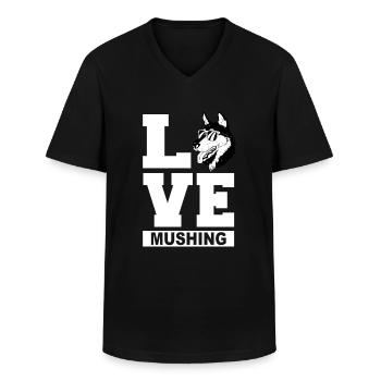 Sled Dog Racing Sled Dog Gift - Men's V-Neck T-Shirt - black - Front - AI Model Male 178 dark (178cm)