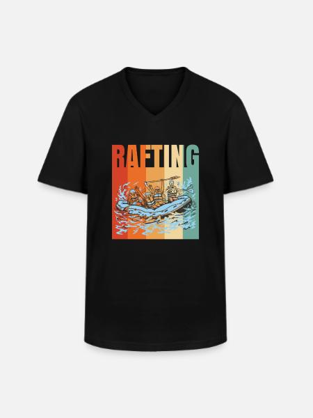 Rafting Aviron Cadeau - T-shirt col V Homme - noir