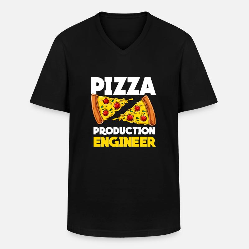 Pizza - Maglietta da uomo classica con scollo a V - nero