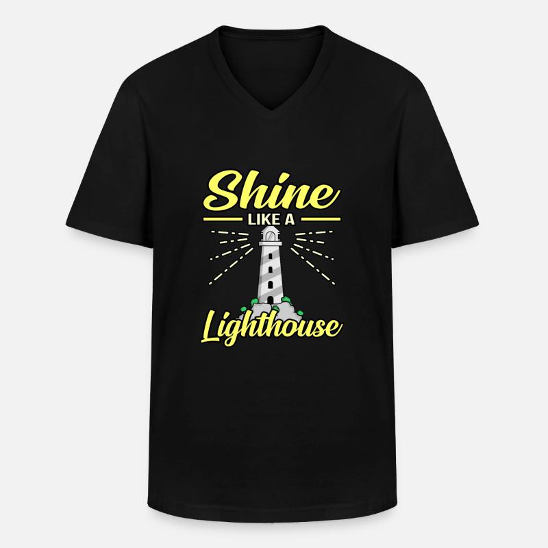 Leuchtturm - Männer-T-Shirt mit V-Ausschnitt - Schwarz