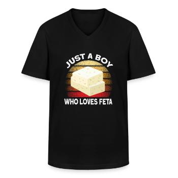 Amateurs de feta au fromage - T-shirt col V Homme - noir - Devant - AI Model Male 178 dark (178cm)