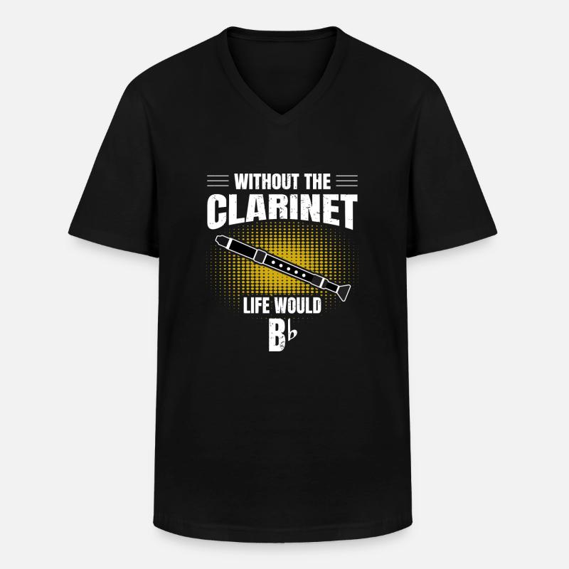 Klarinette - Männer-T-Shirt mit V-Ausschnitt - Schwarz